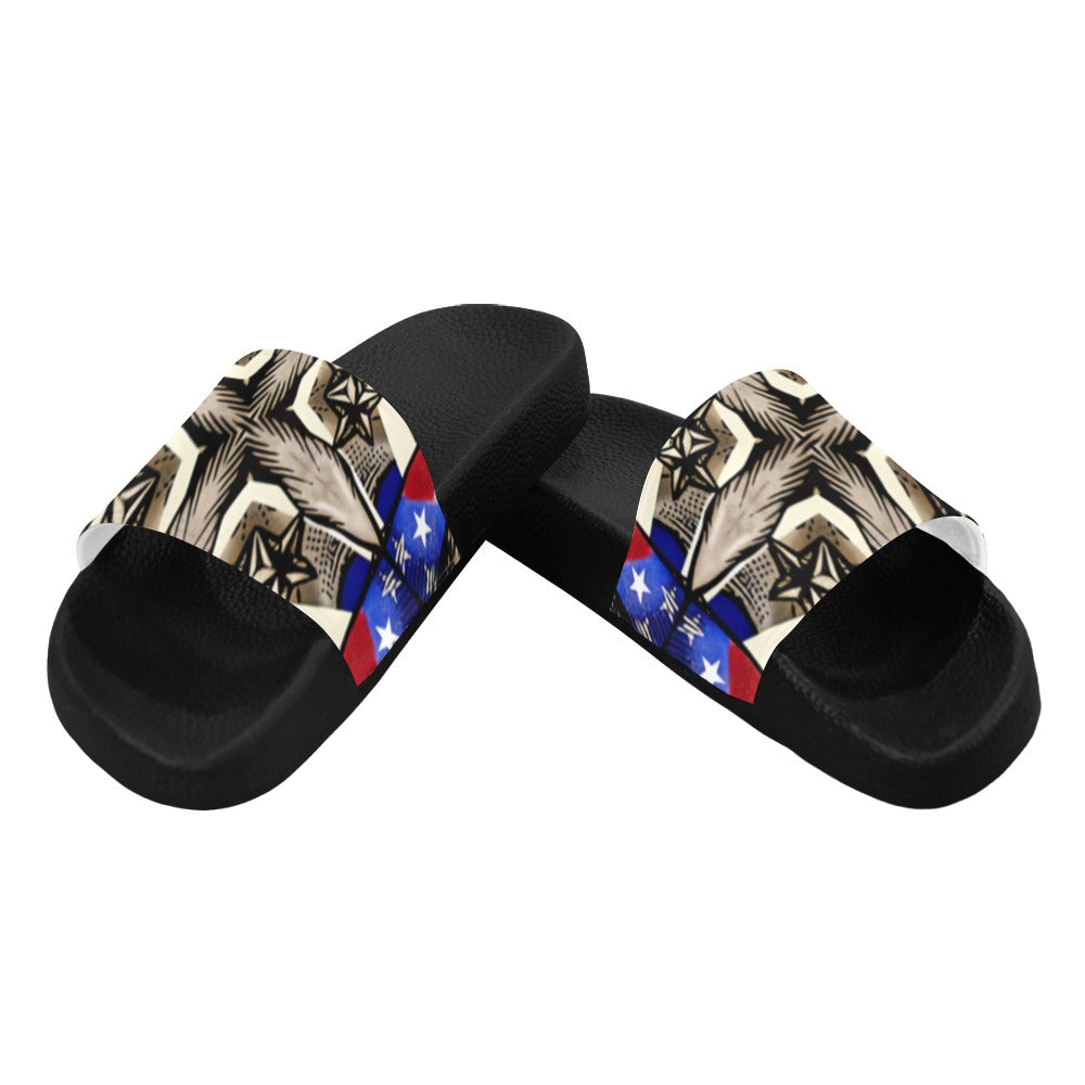 Women's Patriotic Star Kaleidoscope Pattern All-Over Print Slide Sandals