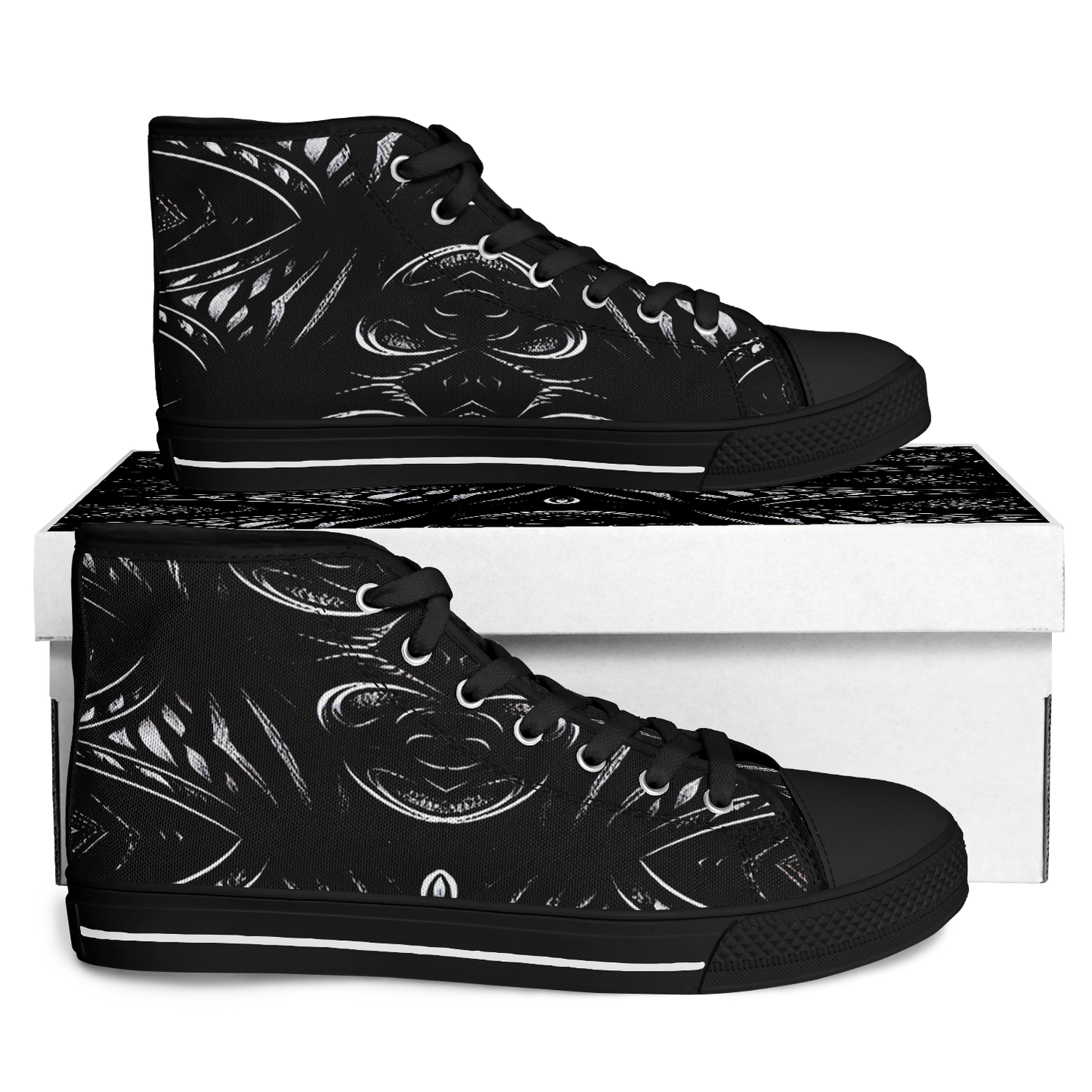 Women's Black & White Geometric All-Over Print Urban Peak High Top Shoes