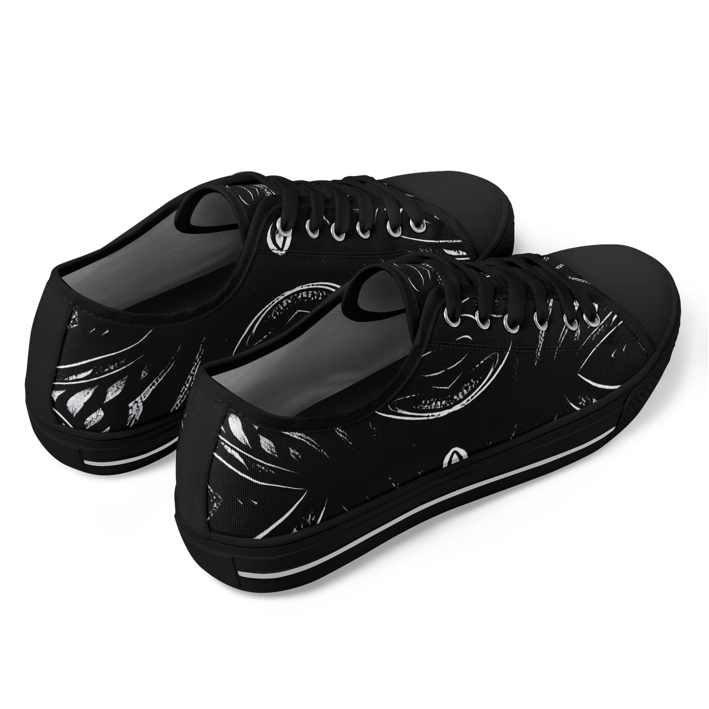 Men's Black & White Geometric All-Over Print Urban Peak Low Shoes