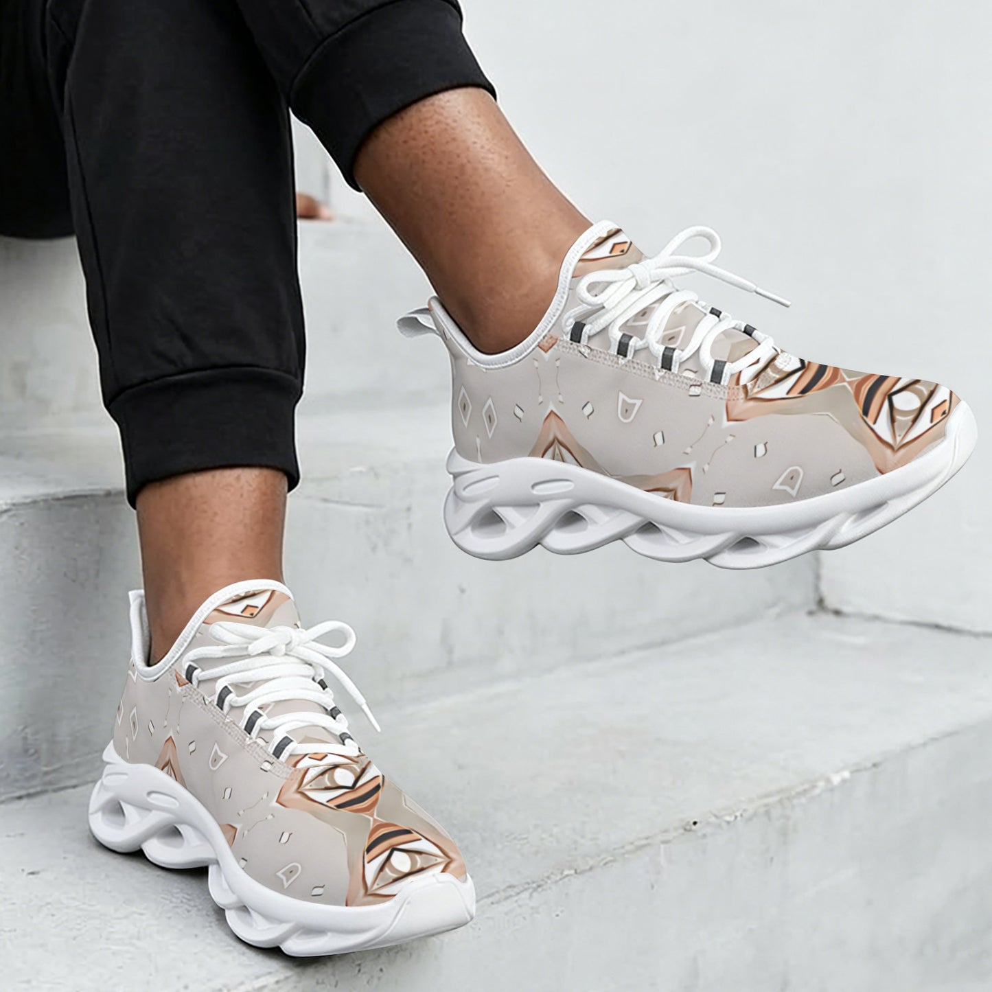 Women's Neutral Boho Graphic Pattern All-Over Print Twisted Sole Sneakers