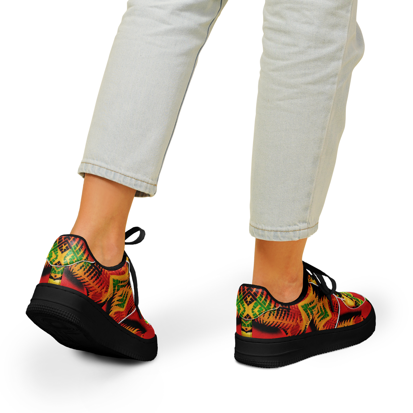 Women's Red Bold Tribal All-Over Print Core Low Shoes