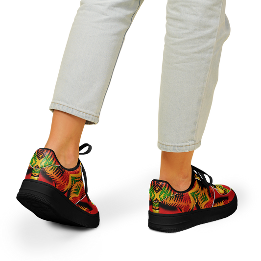 Women's Red Bold Tribal All-Over Print Core Low Shoes