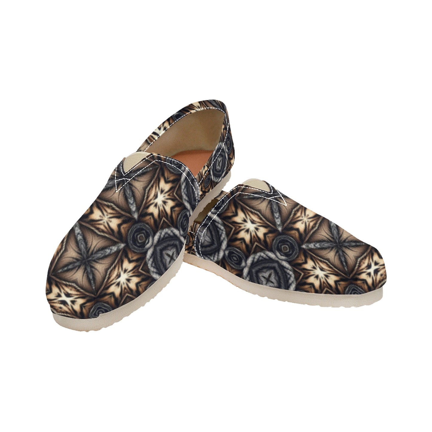 Women's Geometric Kaleidoscope Brown Pattern All Over Print  Classic Canvas Slip-On