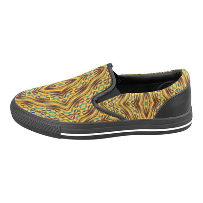 Women's Bold African Kente Inspired Pattern Slip-on Canvas Shoes