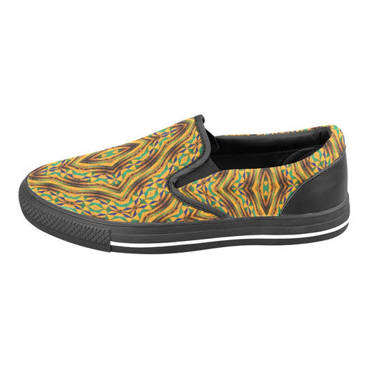 Women's Bold African Kente Inspired Pattern Slip-on Canvas Shoes