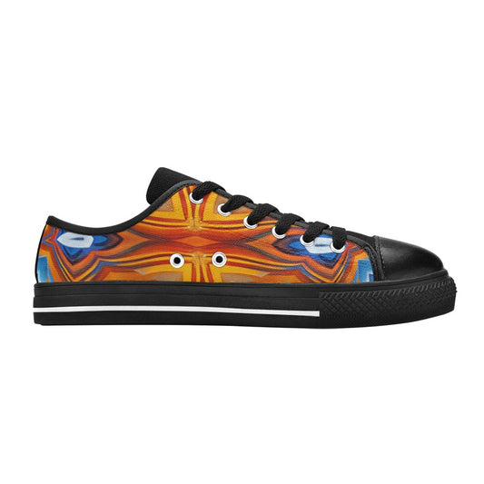 Women' Abstract Flame Kaleidoscope Pattern All Over Print Low Top Canvas Shoes