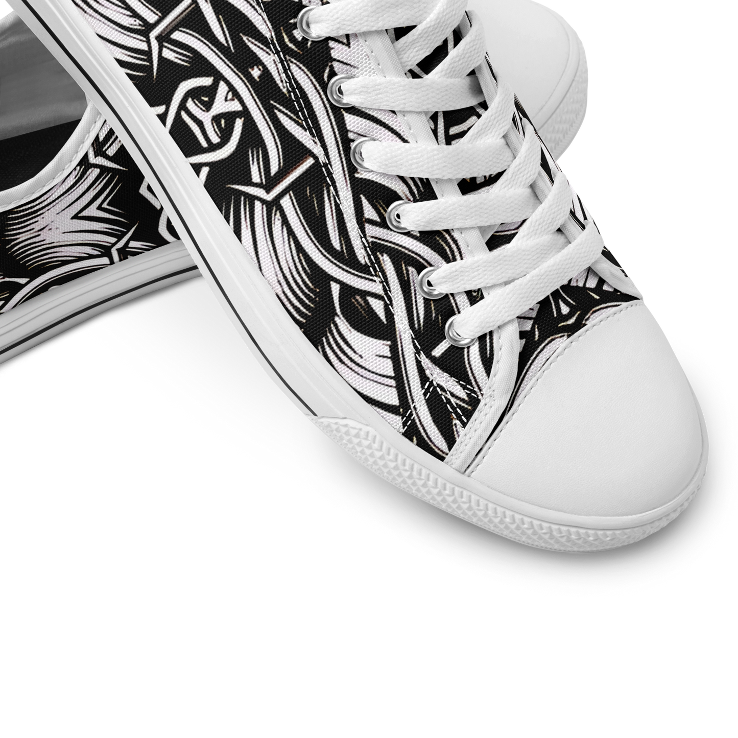 Men’s Black Intricate Silver Chain Tattoo Pattern Urban Peak Low Shoes