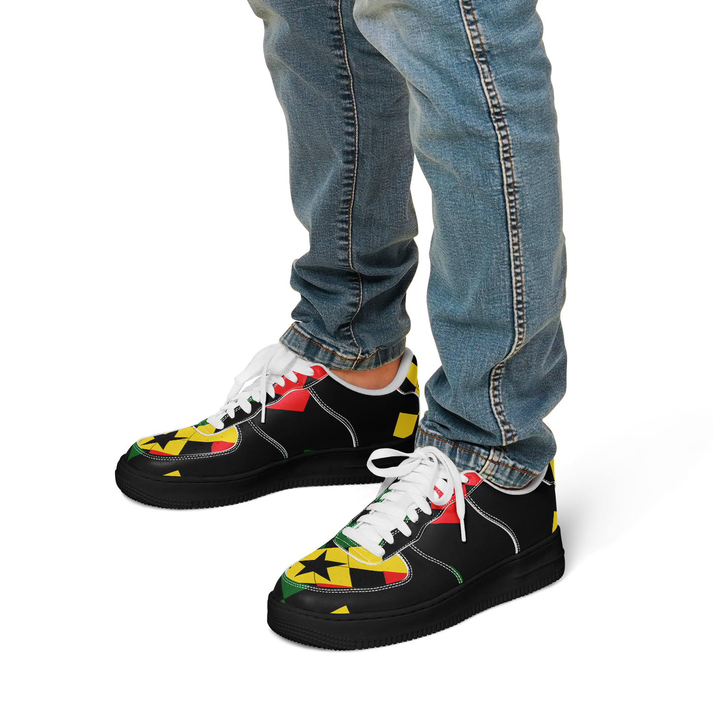 Men's Red Yellow Green and Black Stars Core Low Shoes