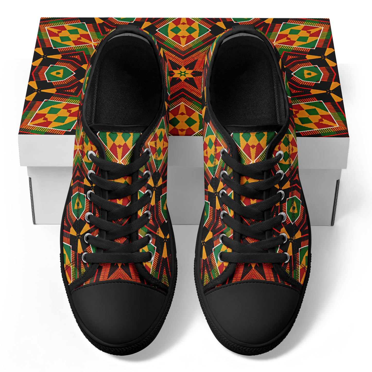 Men's African Kente Geometric Star Pattern All-Over Print Urban Peak Low Shoes
