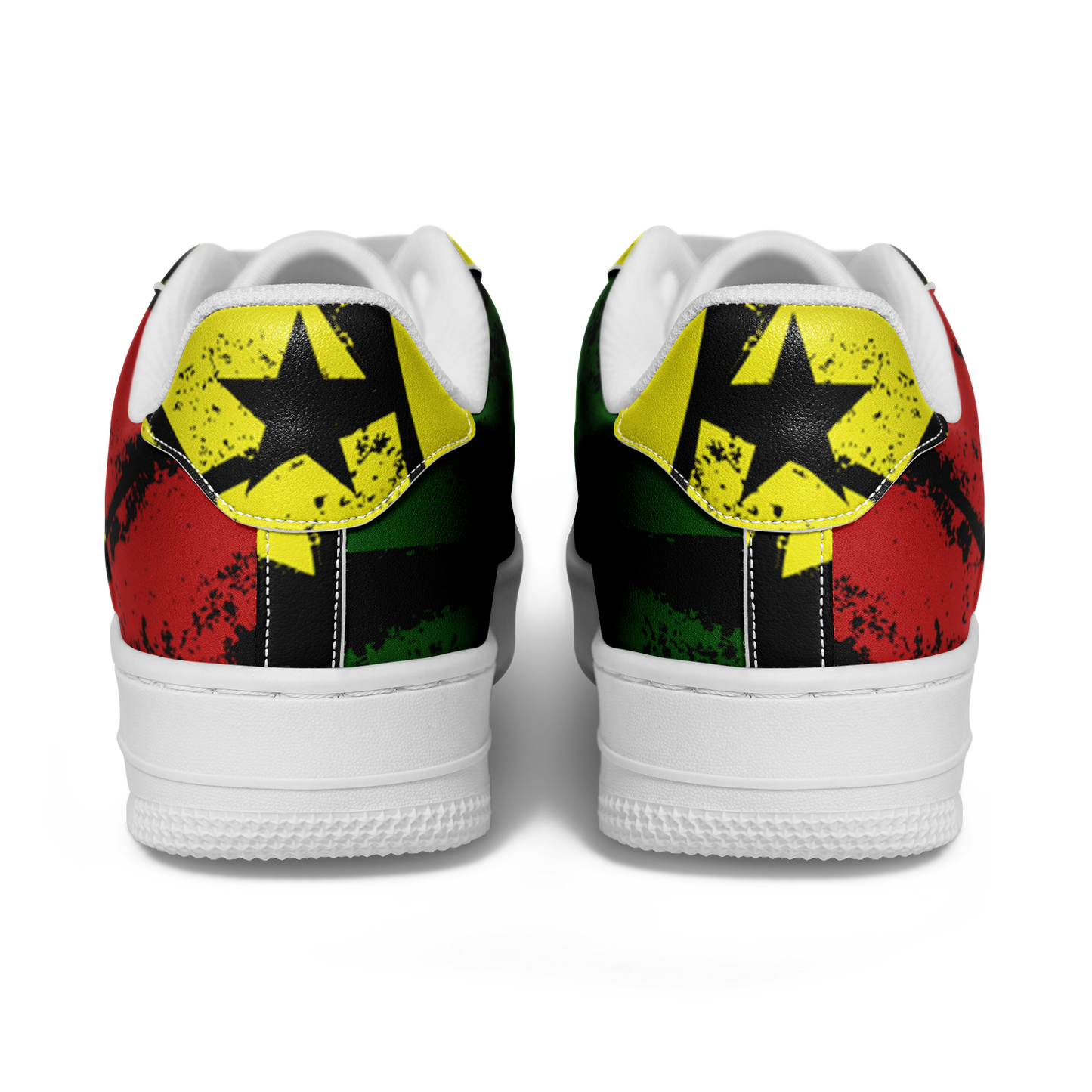 Men's Red Yellow Green and Black Stars Pattern All Over Print Urban Peak High Top Shoes