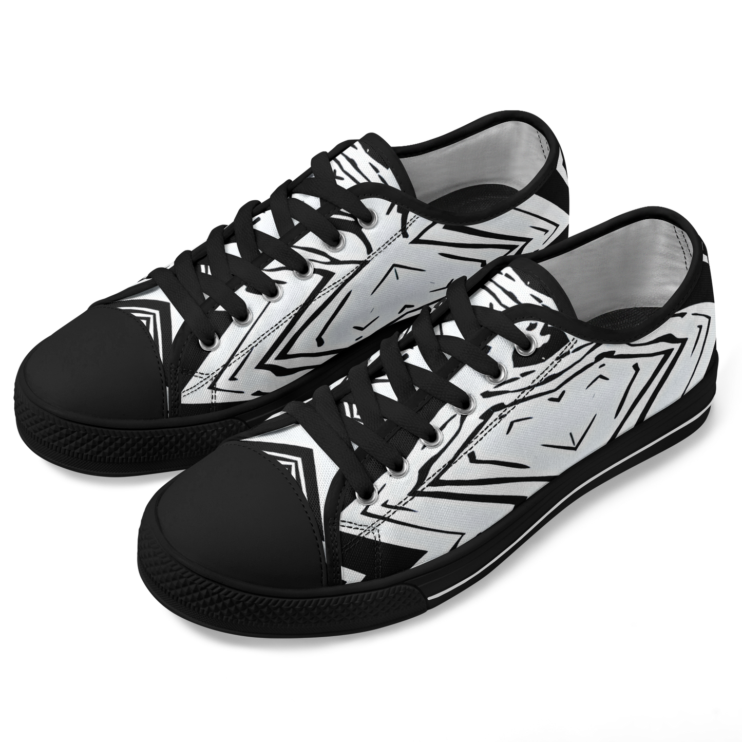 Women's Black & White Kaleidoscope Pattern All Over Print Urban Peak Low Shoes