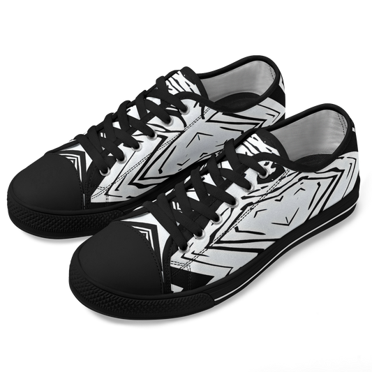 Women's Black & White Kaleidoscope Pattern All Over Print Urban Peak Low Shoes