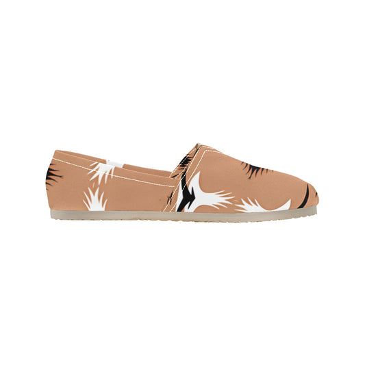 Women's Retro Brown Floral Wave Design Classic Canvas Slip-On