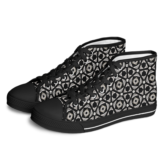 Women's Black Geometric Pattern Urban Peak High Top Shoes
