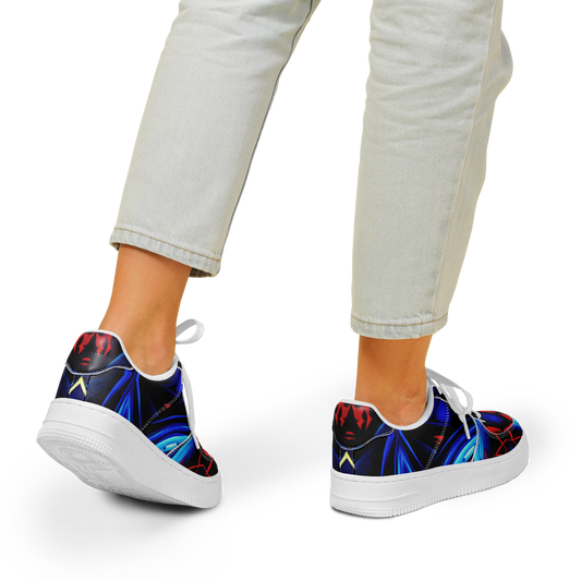 Women's Blue & Red Kaleidoscope Pattern All Over Print Core Low Shoes