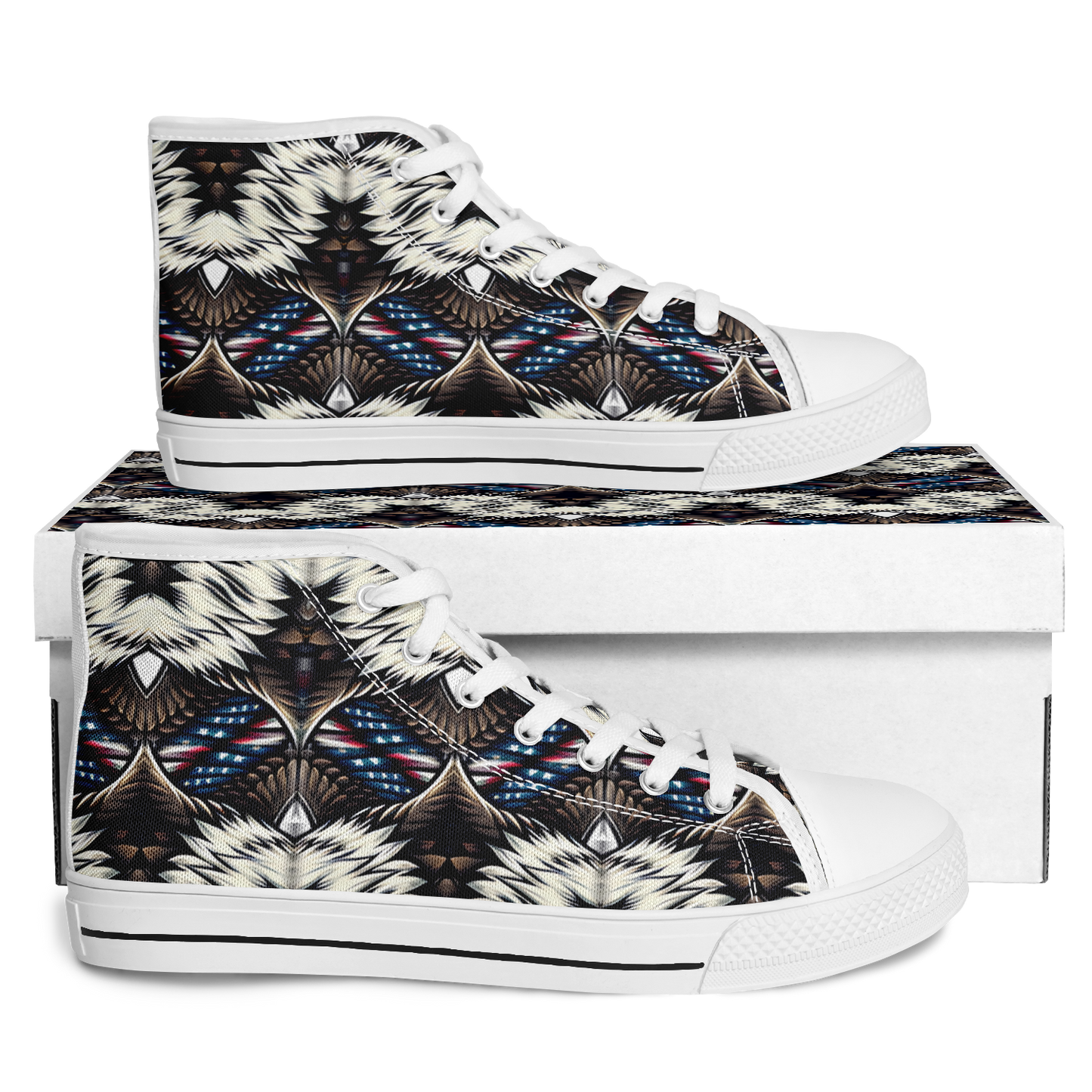 Men's  Patriotic Stars & Stripes Pattern All Over Print Urban Peak High Top Shoes