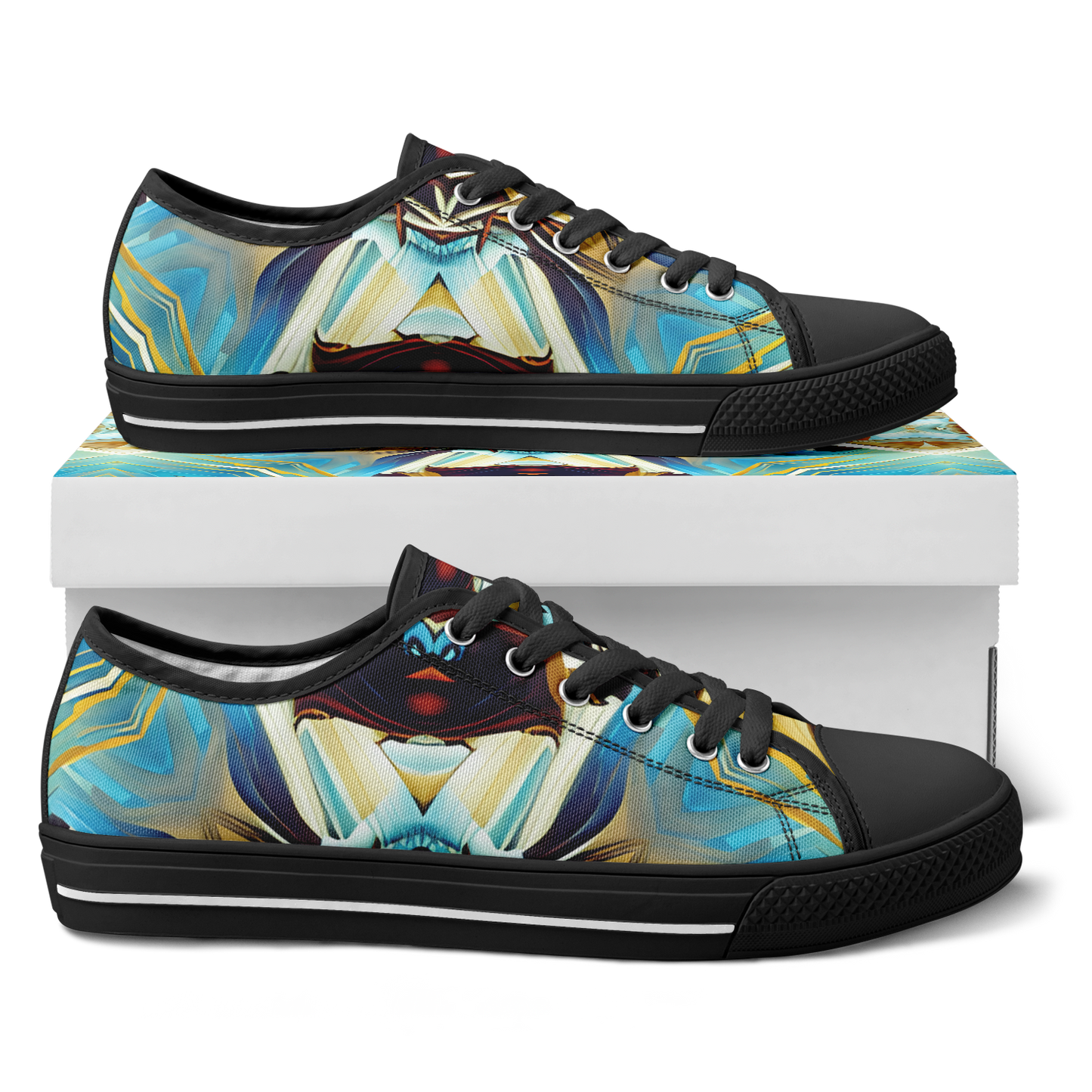 Men's Abstract Teal & Gold Pattern All Over Print Urban Peak Low Shoes