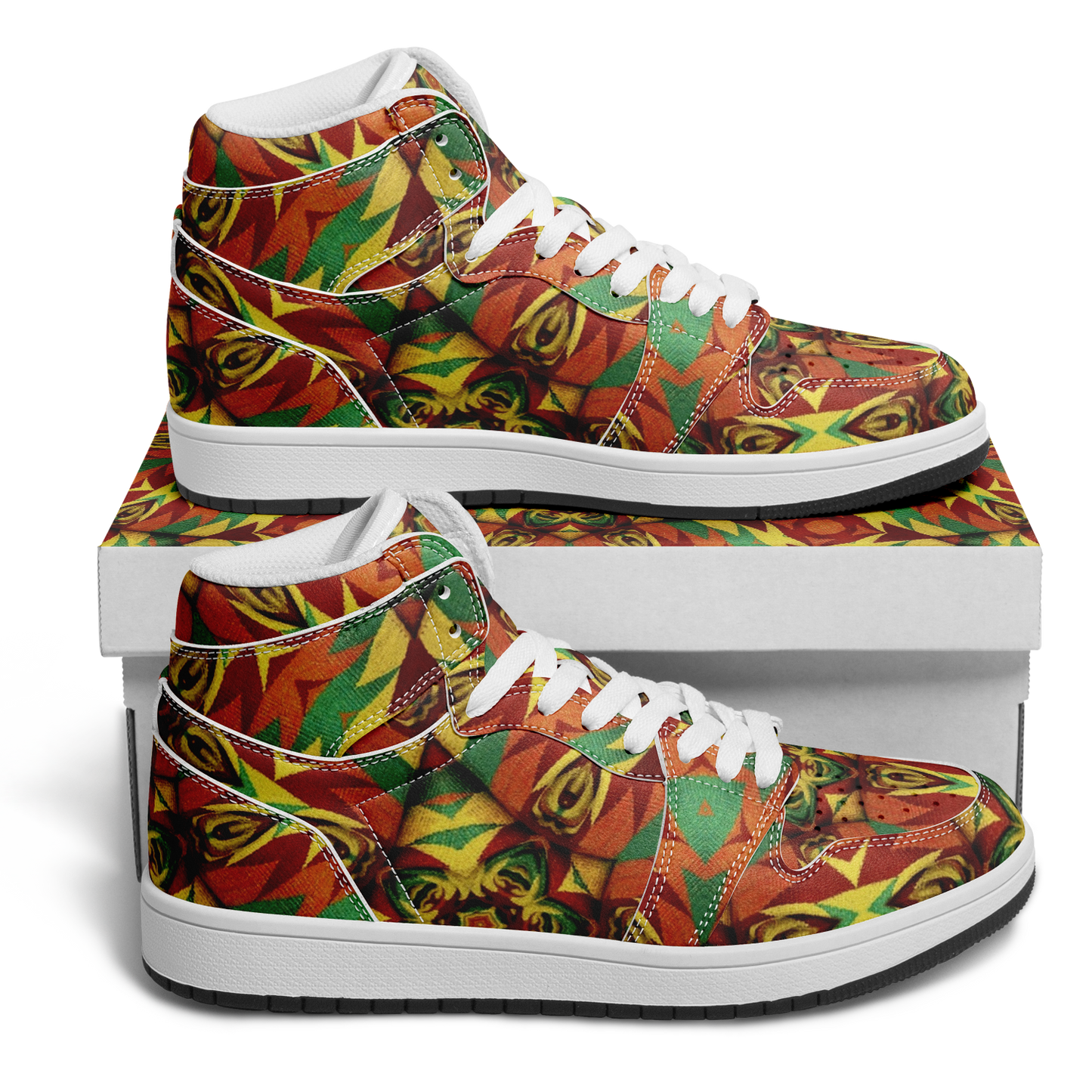 Men's Bold Tribal Kaleidoscope Motion High Top Shoes