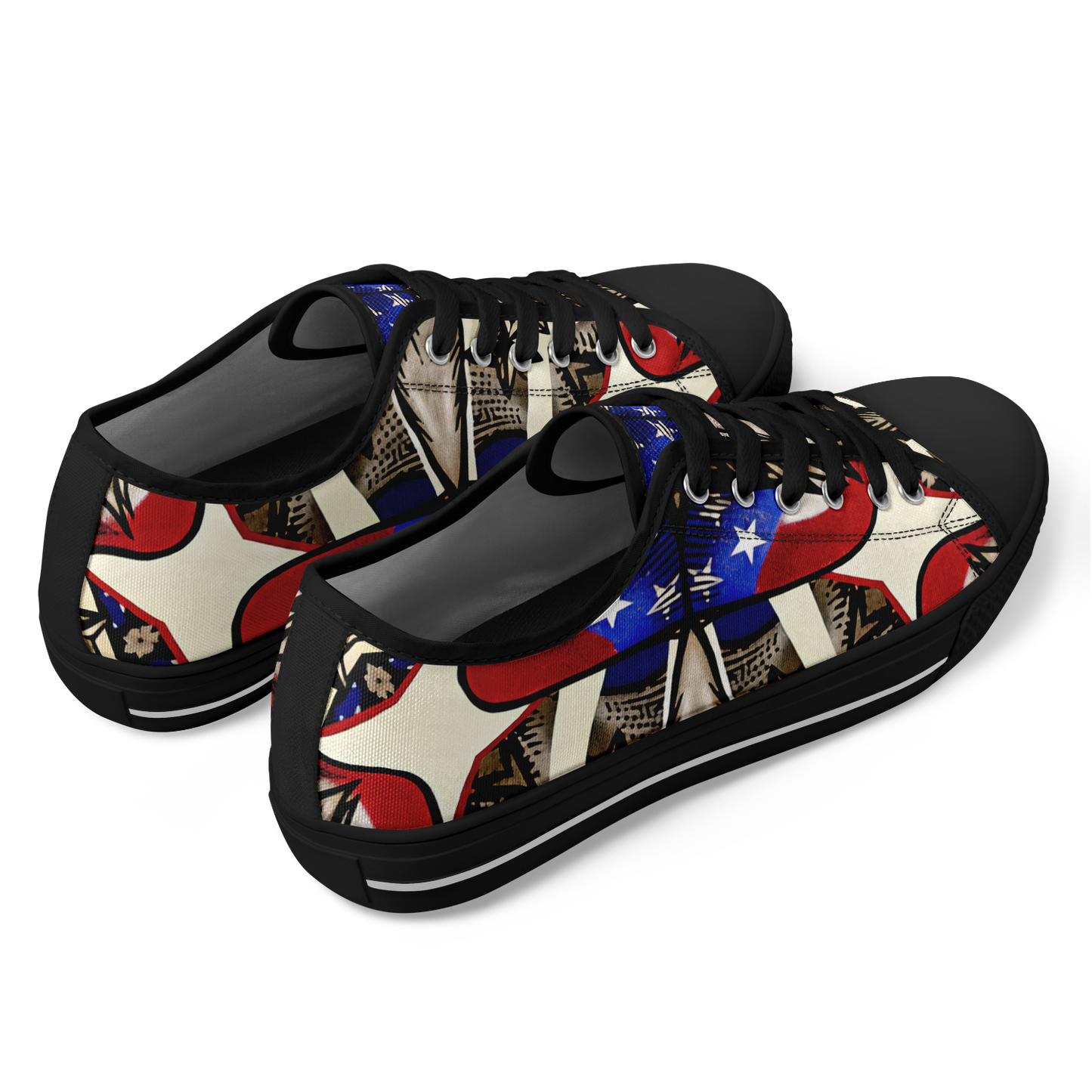 Men's Patriotic Stars & Cross Kaleidoscope Pattern All-Over Print Urban Peak Low Shoes