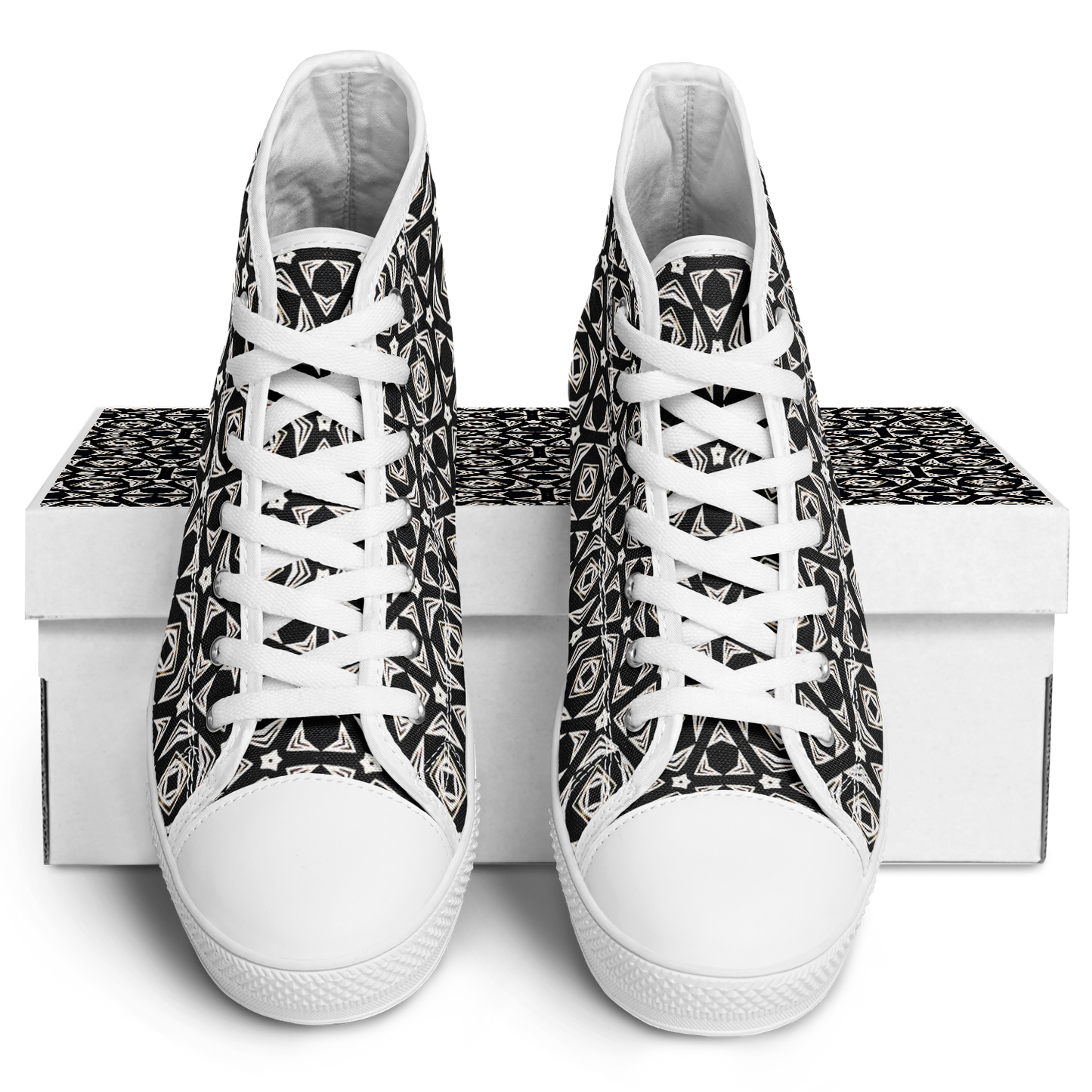 Women's Black Geometric Pattern Urban Peak High Top Shoes