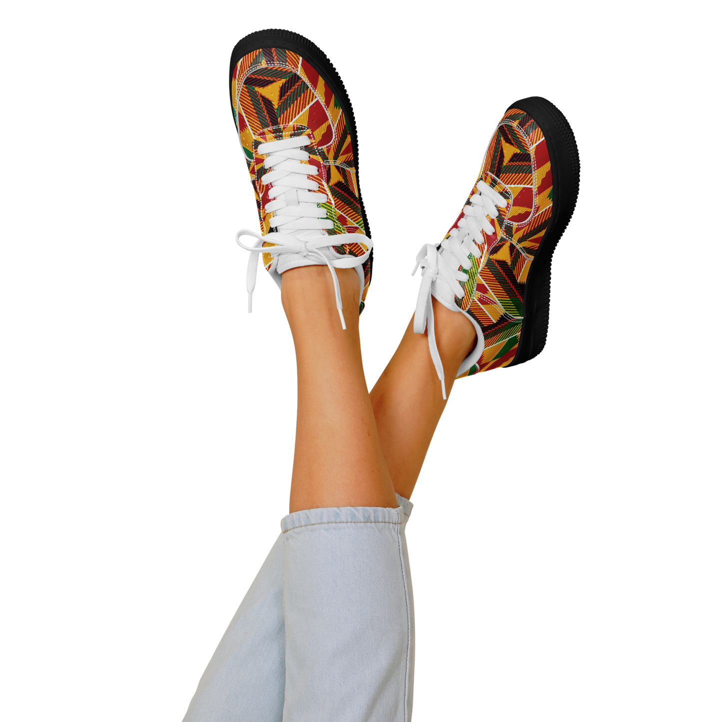 Men's Vibrant African Kente Geometric All-Over Print Core Low Shoes