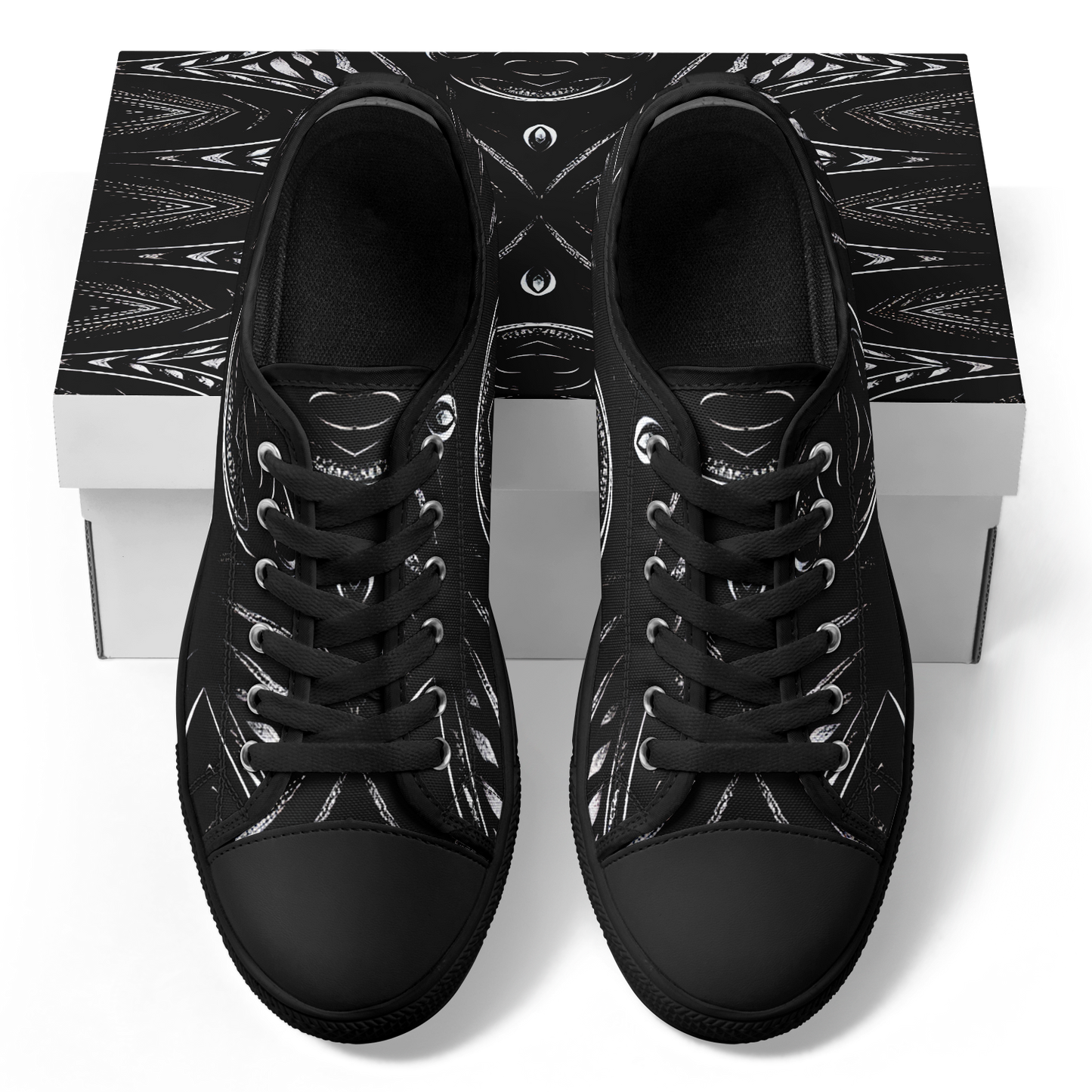 Men's Black & White Geometric All-Over Print Urban Peak Low Shoes