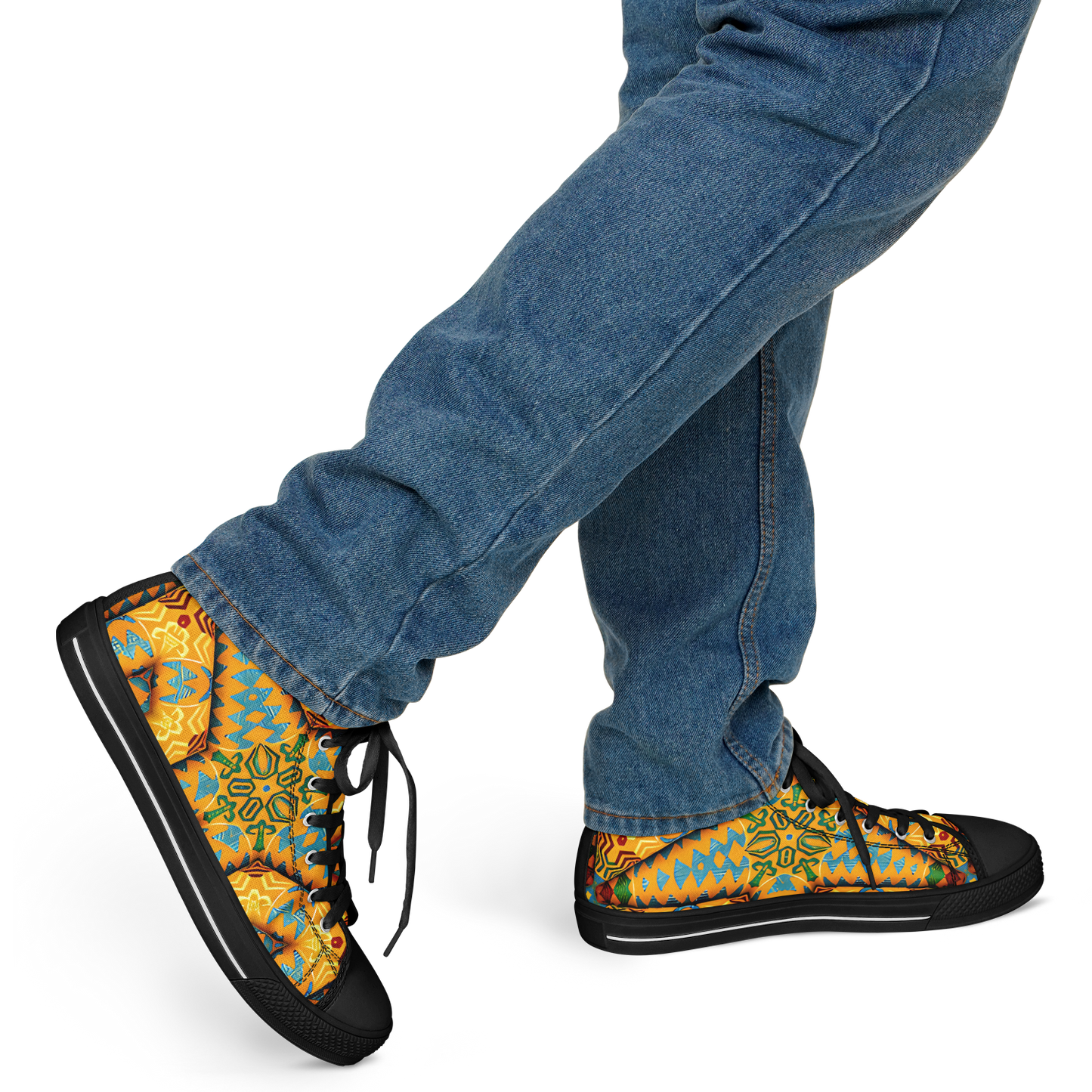 Men's Golden Geometric Mosaic Pattern Urban Peak High Top Shoes