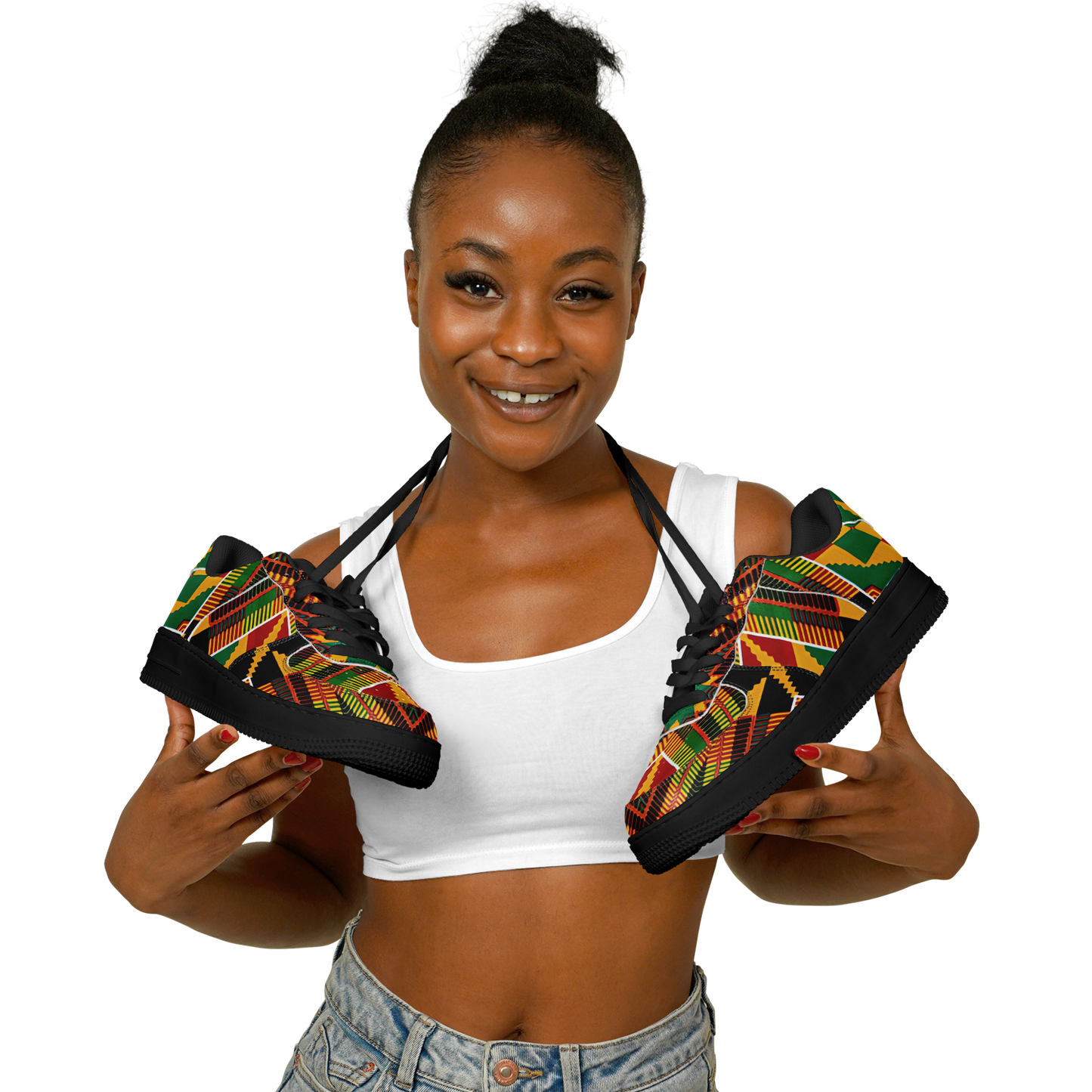 Women's Vibrant African Kente Geometric Pattern All-Over Print  Core Low Shoes