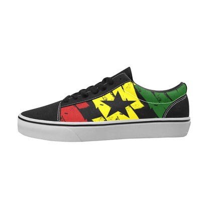 Men's Red Yellow Green and Black Stars Low Top Skateboarding Shoes