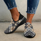 Women's Neutral Geometric Floral Pattern All Over print Fly Weave Drop-in Heel Sneakers.