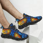 Men's Bold Blue & Gold Abstract Pattern All-Over Print All Over Print Twisted Sole Sneakers