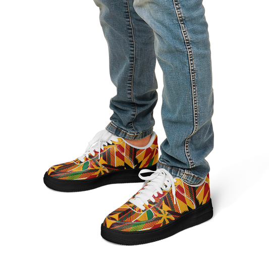 Men's Vibrant African Kente Geometric All-Over Print Core Low Shoes