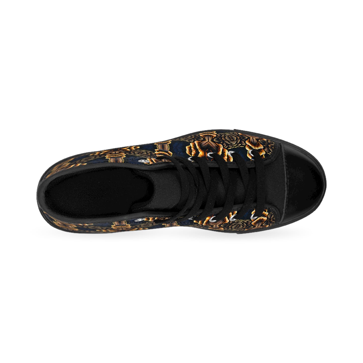 Men's Geometric Gold & Black Pattern High Top Sneakers