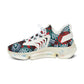 Women's Red & Teal Aztec Geo Pattern All Over Print Mesh Sneakers
