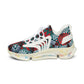 Women's Red & Teal Aztec Geo Pattern All Over Print Mesh Sneakers