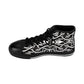 Women’s Black Intricate Silver Chain Tattoo Pattern High-Top Sneakers