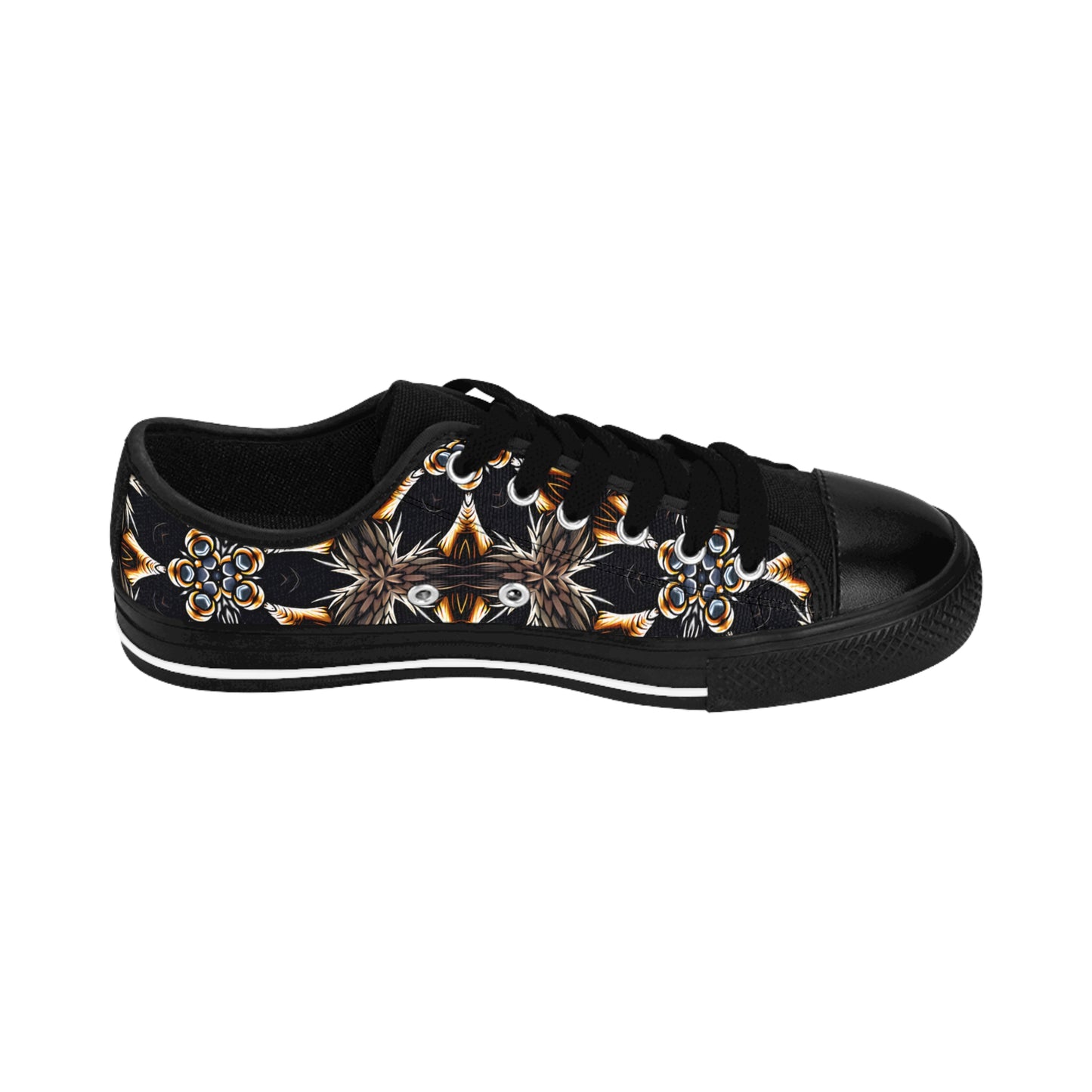 Women's Black Geometric Pattern Pattern Low-Tops Sneakers