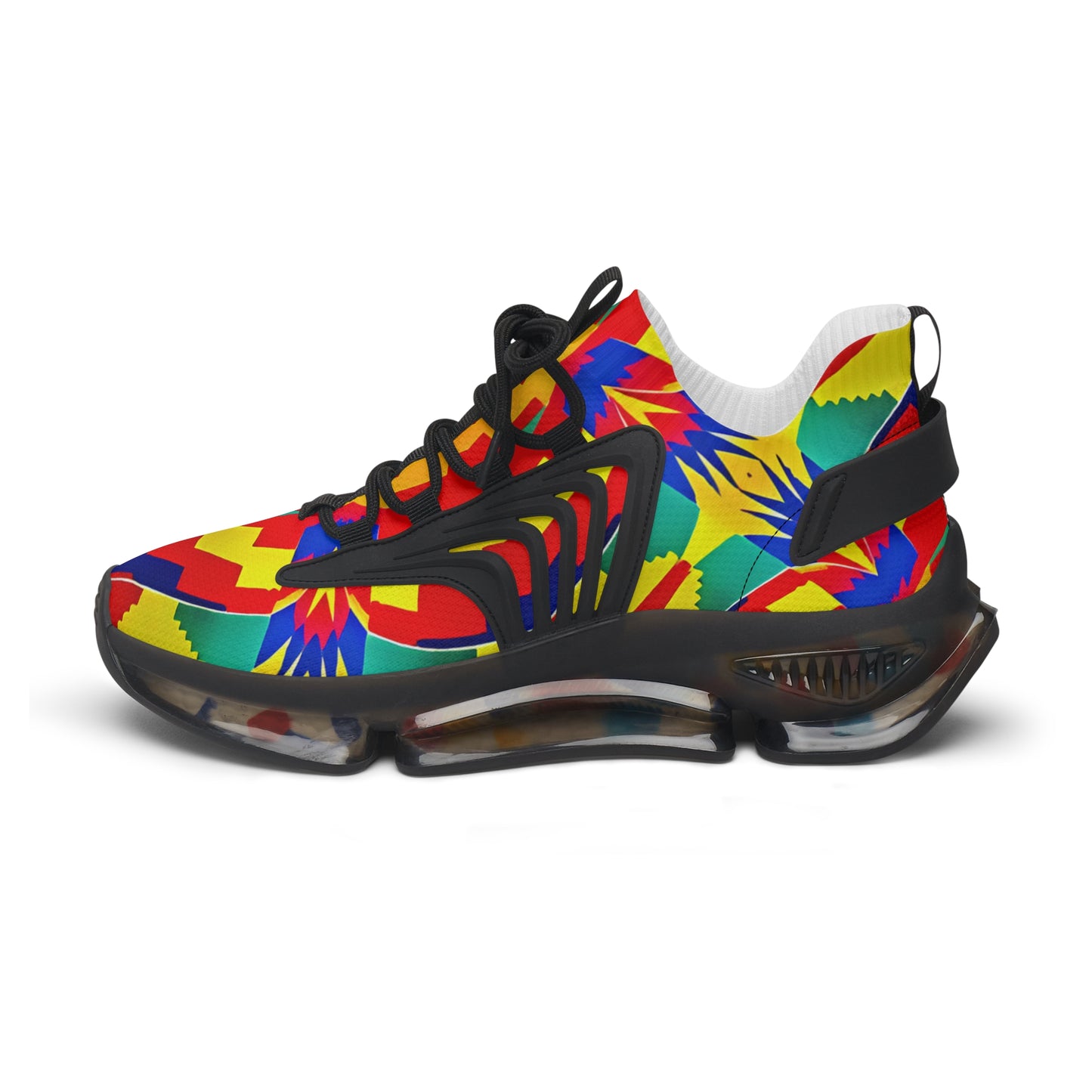 Women's Bold Rainbow Kente-Inspired Geometric Pattern All Over Print Mesh Sneakers