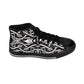 Women’s Black Intricate Silver Chain Tattoo Pattern High-Top Sneakers