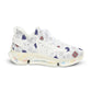 Men's White Blue & Red Patterned Mesh Sneakers