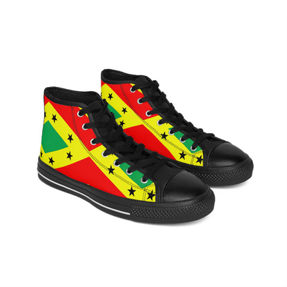 Men's Red Yellow Green Black Stars Flag High Top Sneakers