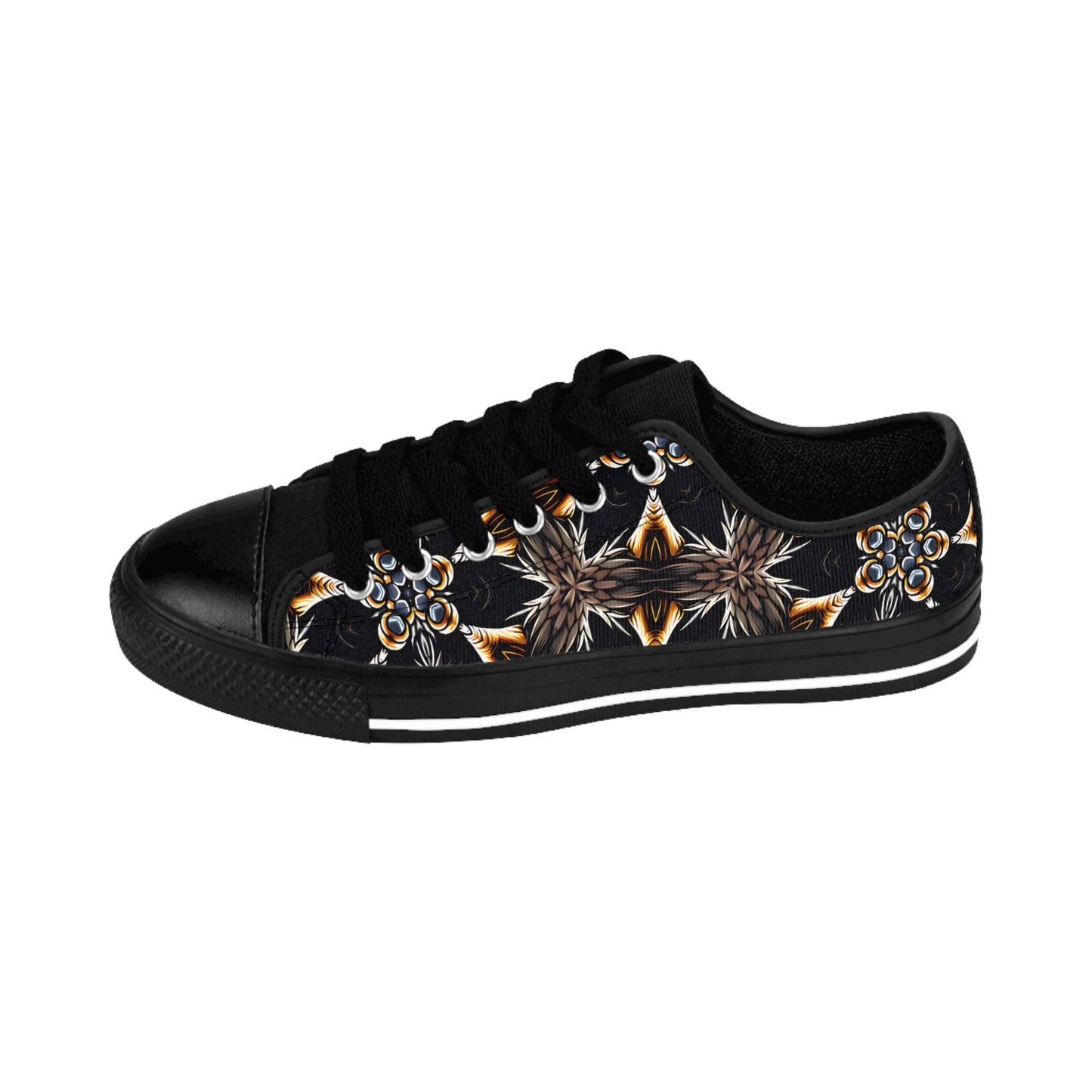 Men's  Black Geometric Pattern Pattern Low-Tops Sneakers