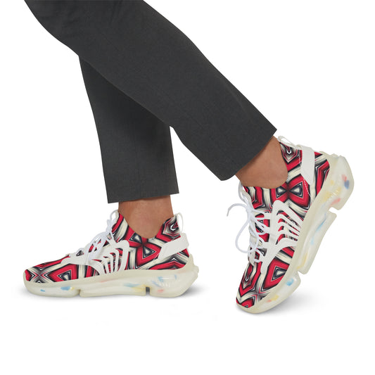 Men's Red Geometric Kaleidoscope Pattern Athletic Mesh Sneakers