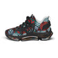 Women's Red & Teal Aztec Geo Pattern All Over Print Mesh Sneakers