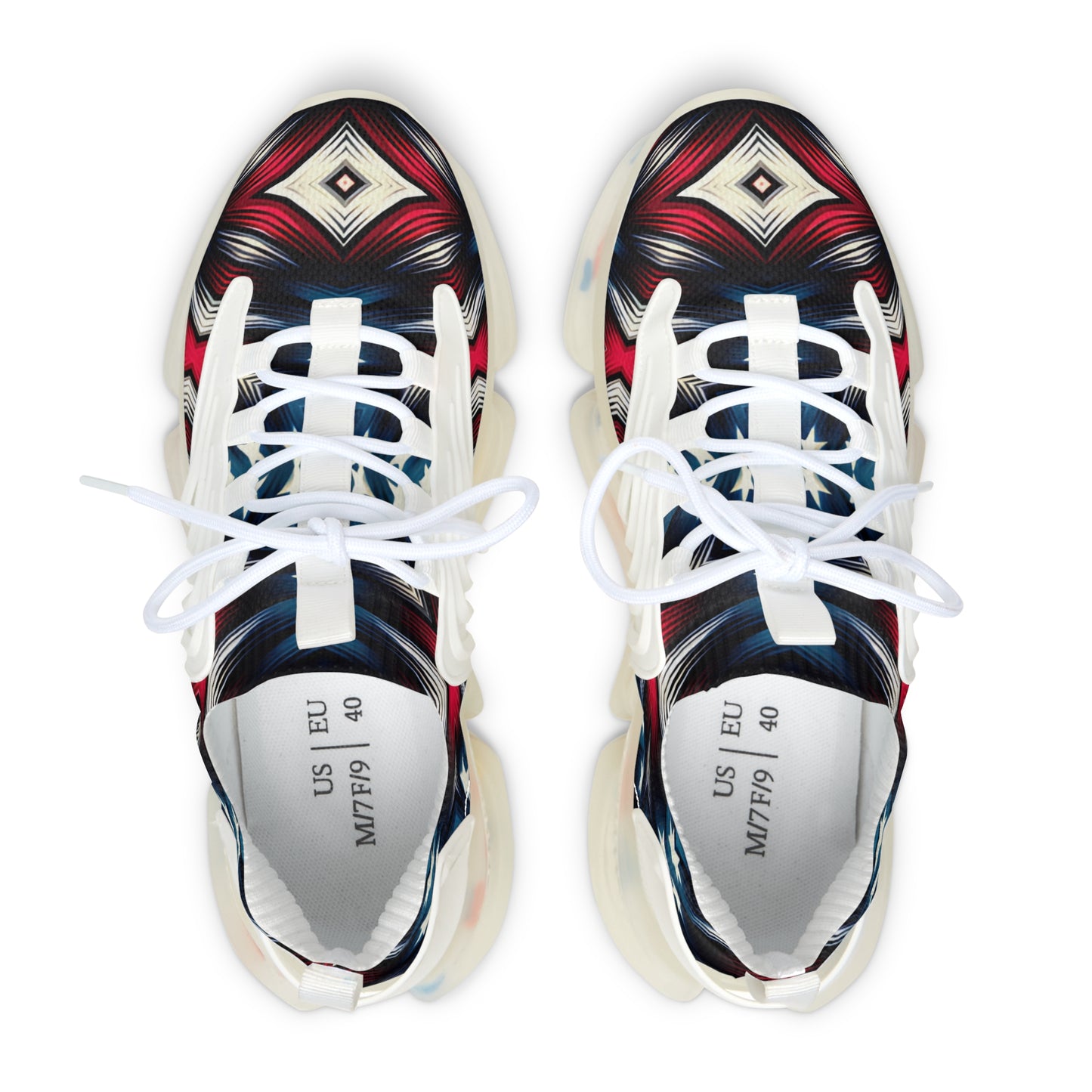 Women's Mesh Red & Navy Kaleidoscope Athletic Sneakers