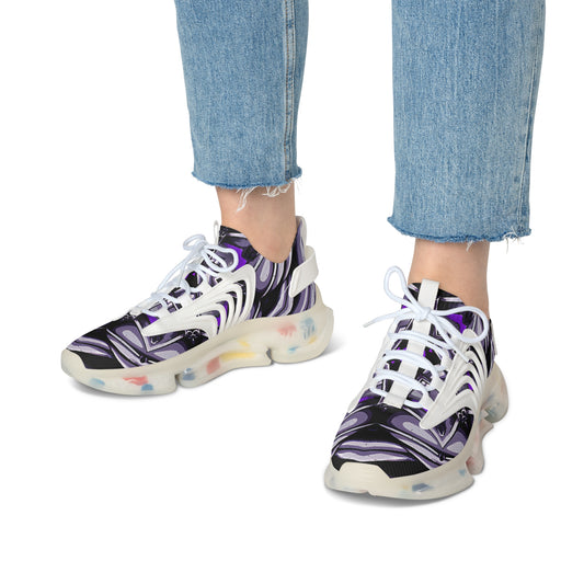 Women's Purple Swirl Mesh Sneakers with White Sole