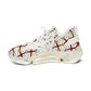 Women’s Mesh Cream Red Geometric Pattern Athletic Sneakers