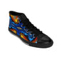 Men's Vibrant Geometric Blue & Orange Pattern All Over Print High-Top Sneakers