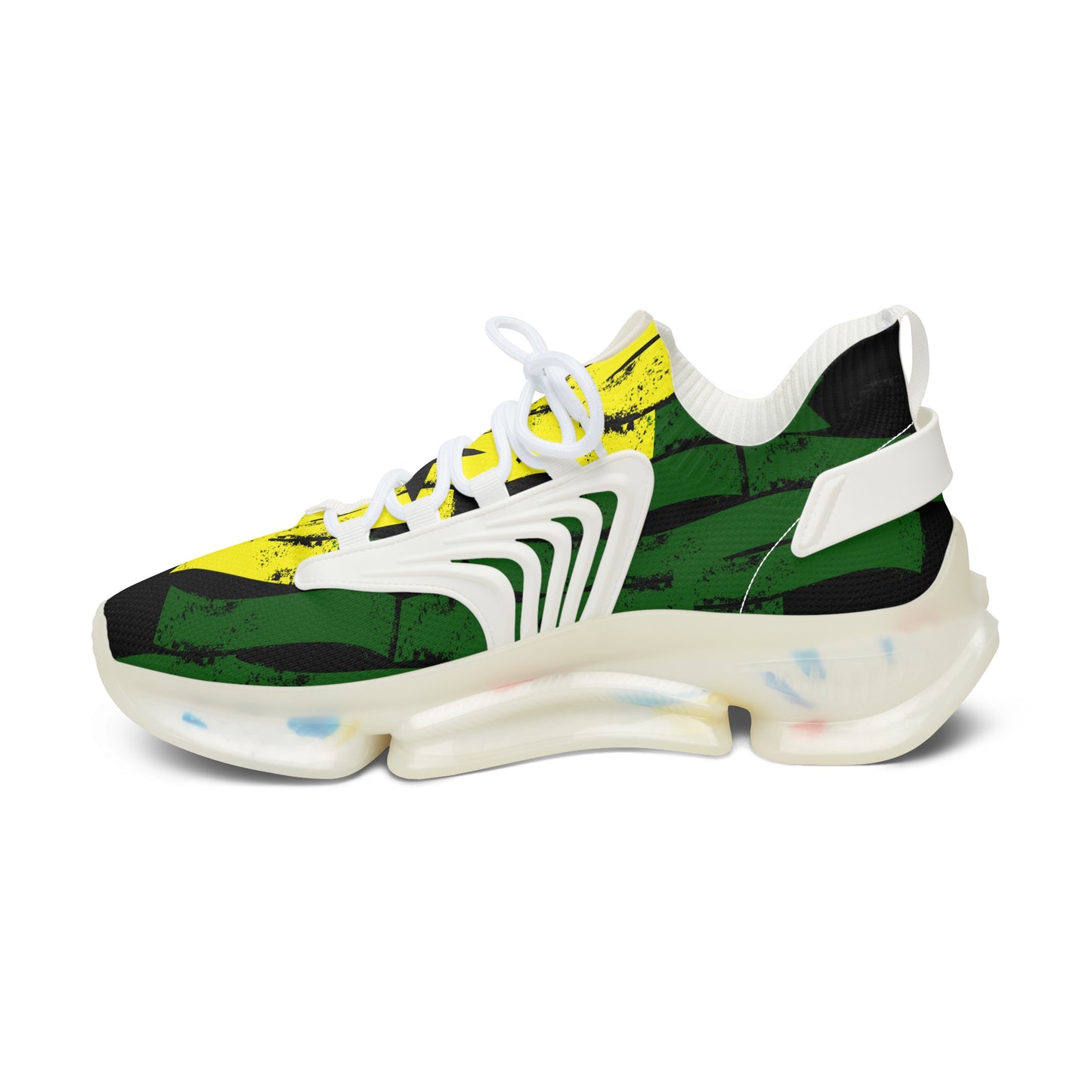 Women's Red Yellow Green Black Stars Athletic Mesh Sneakers