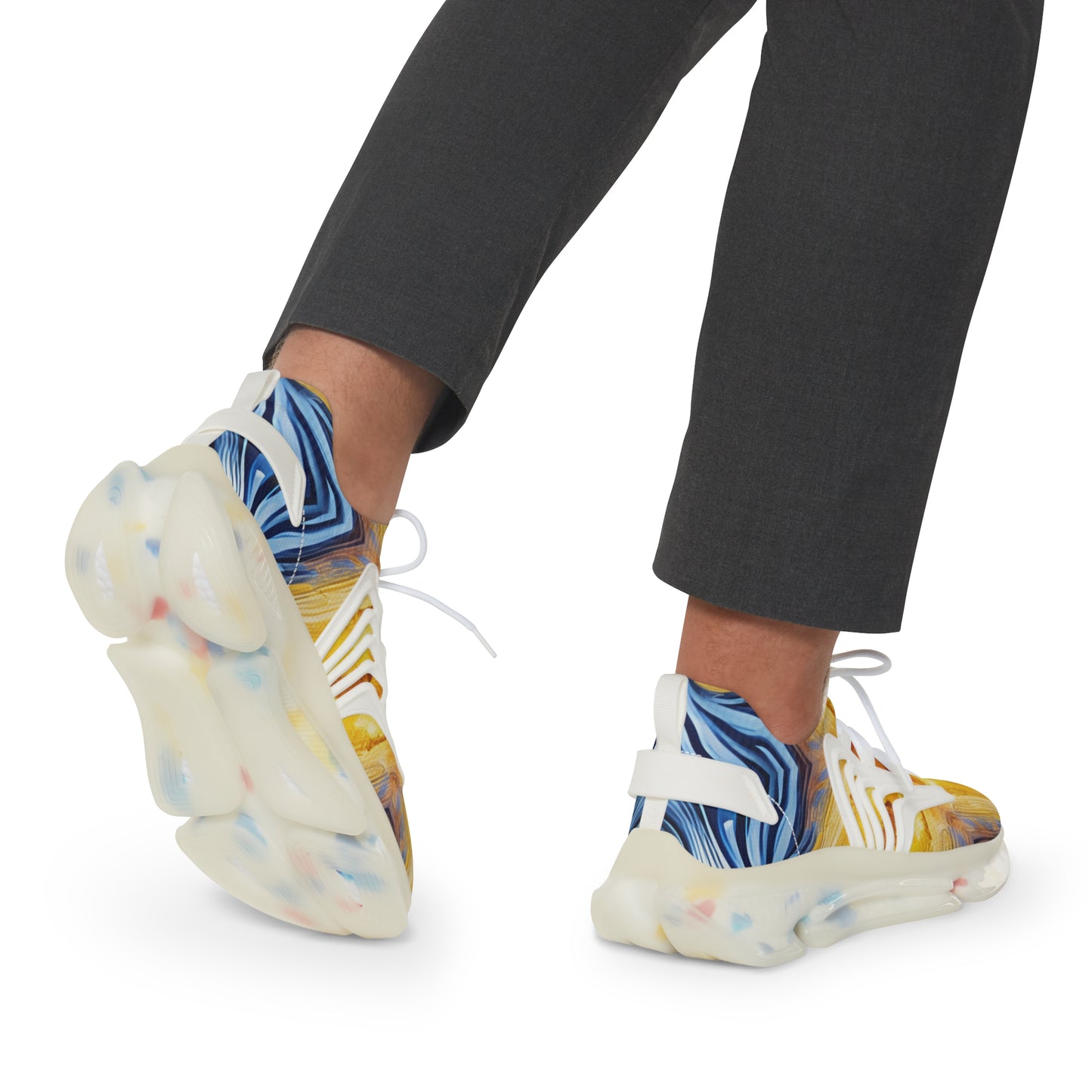 Men's Vibrant Sunrise Tie-Dye All Over Print Athletic Mesh Sneakers